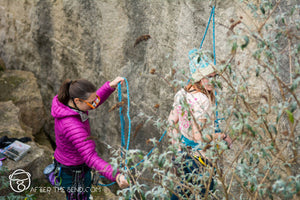 Pongoose belaying blog image of two climbers at Portland, Dorset