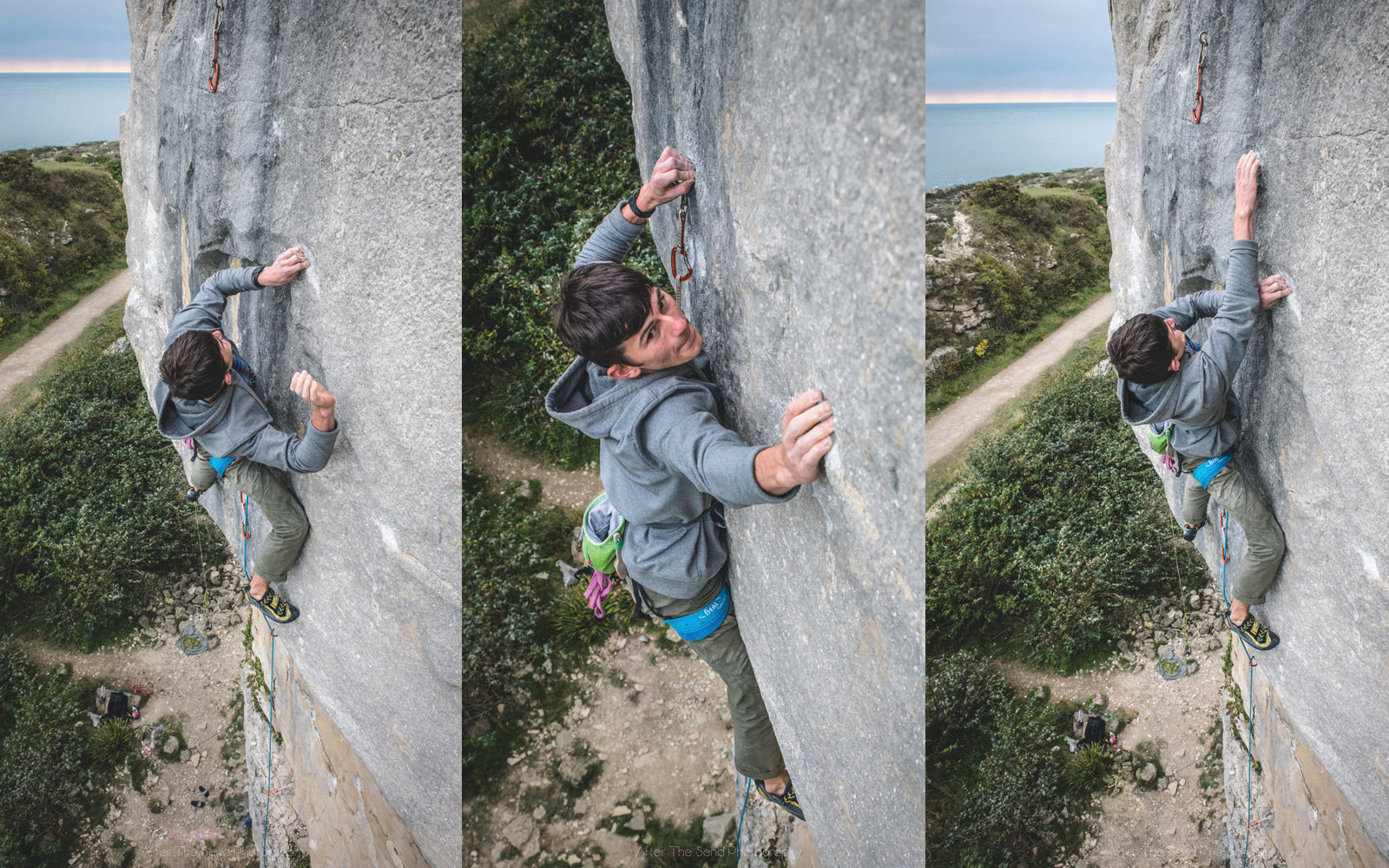 Pongoose Blog: Seb Miller image climbing at the Cuttings, Portland