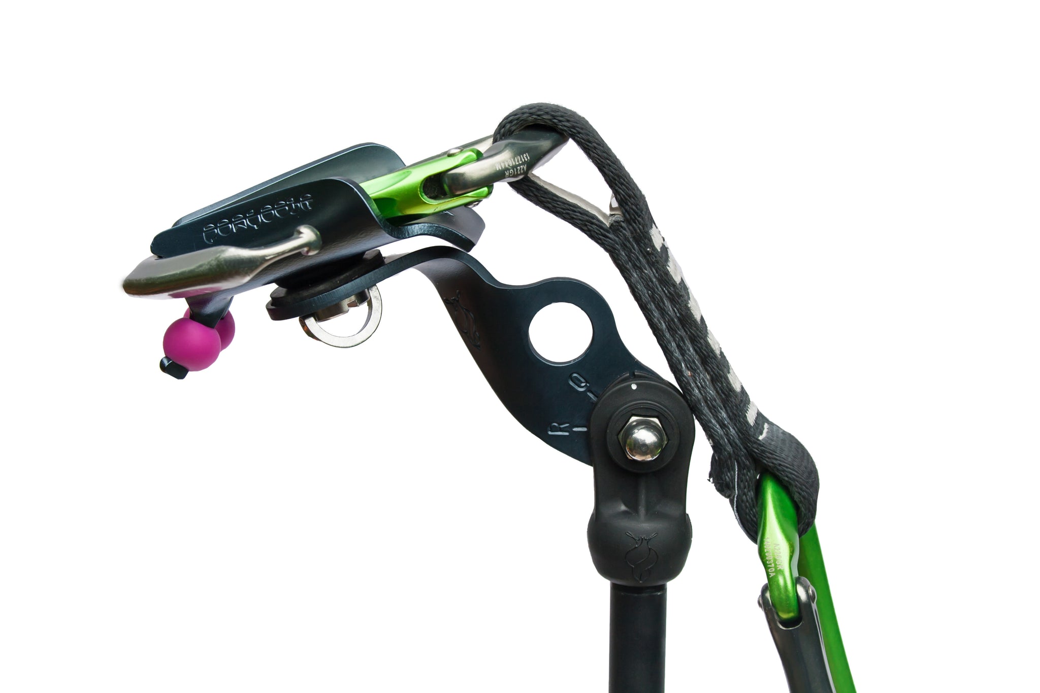 Pongoose Climber 700 clipstick bracket and clipstick head angled to show it can clip bolts at multi- angles.