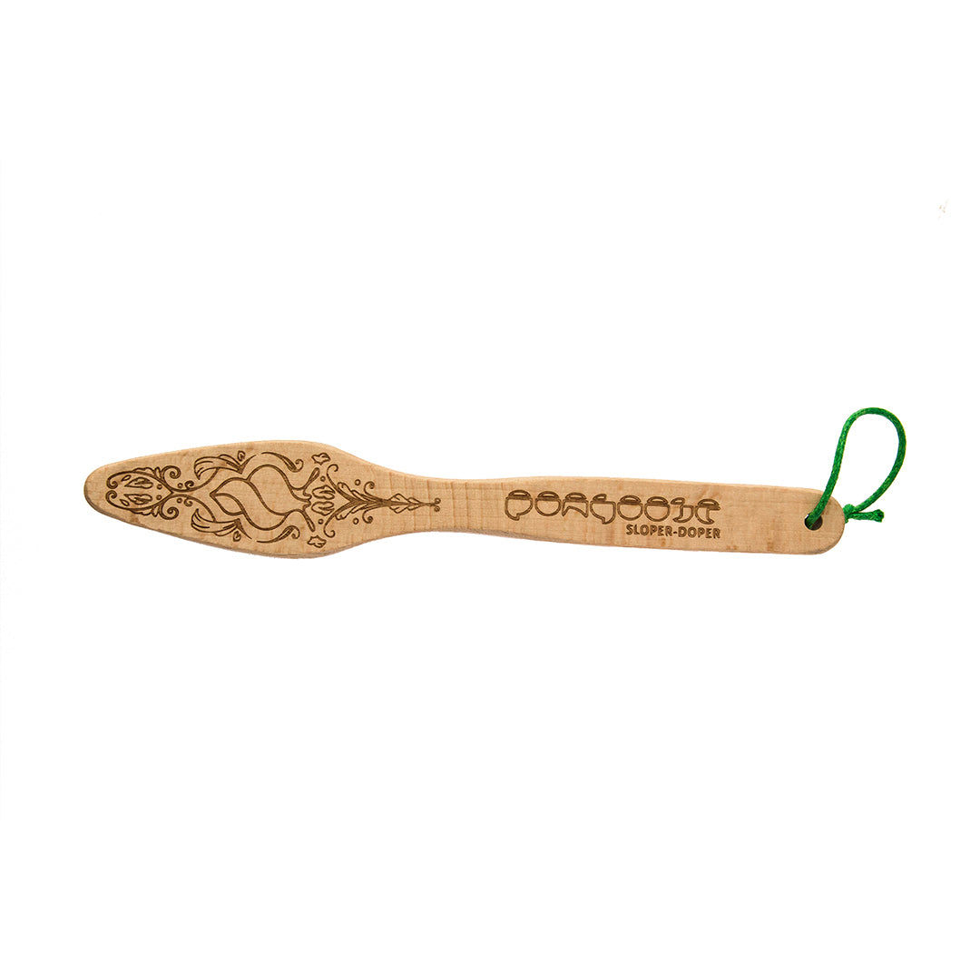 Pongoose Sloper-Doper climbing and bouldering brush image - manufactured in the UK with beech wood and horse hair bristles, and a unique laser etched design.